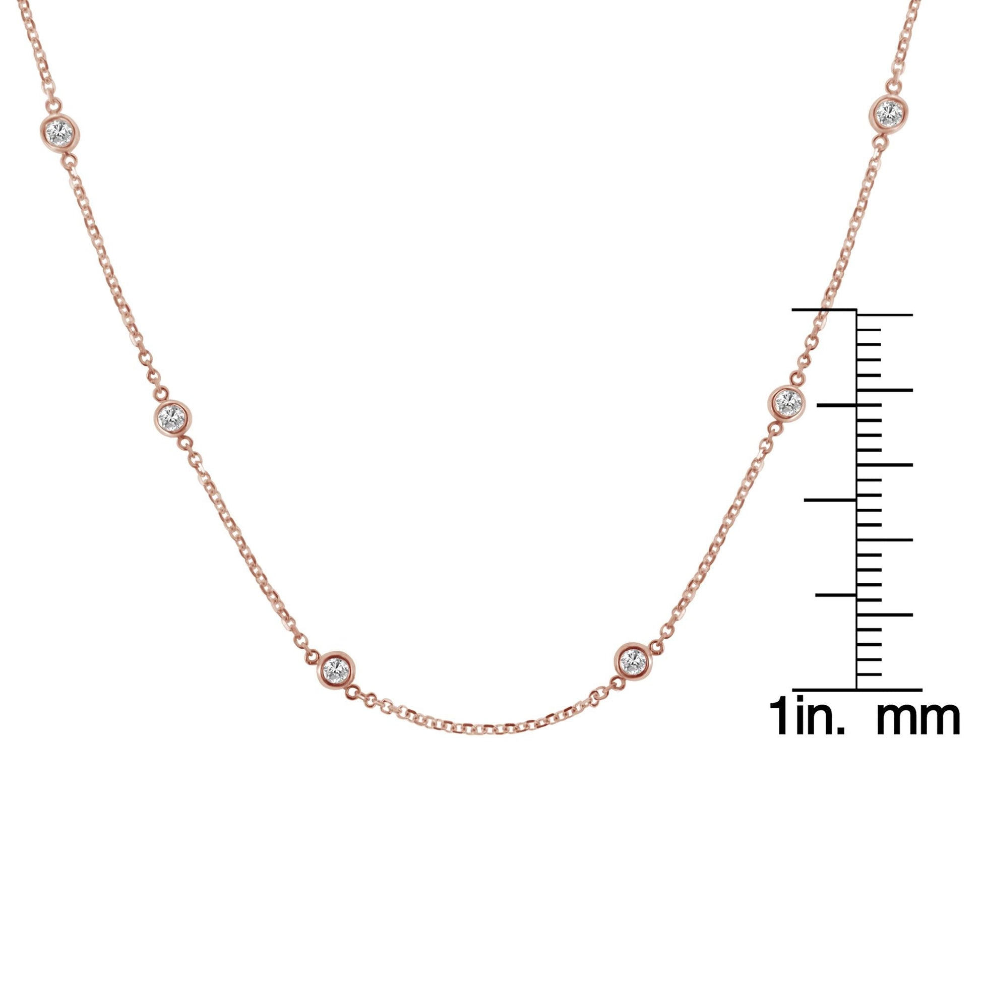 Sterling Silver Bezel-Set Diamond Station Necklace (1 cttw J-K Color I1-I2