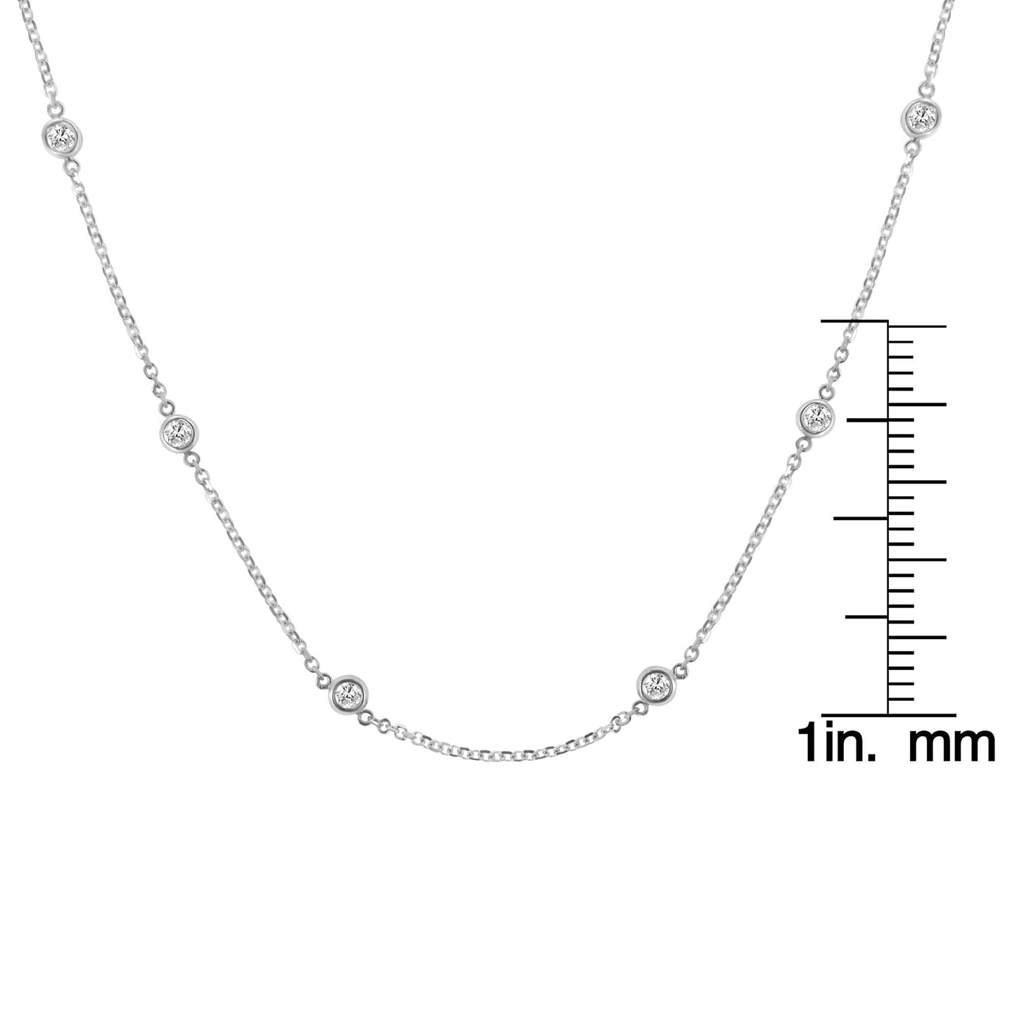 Sterling Silver Bezel-Set Diamond Station Necklace (1 cttw J-K Color I1-I2