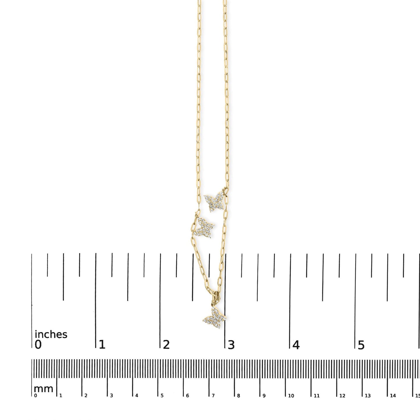 14KT Yellow Gold 1/2 Cttw Diamond Butterfly Station Paperclip Station Necklace