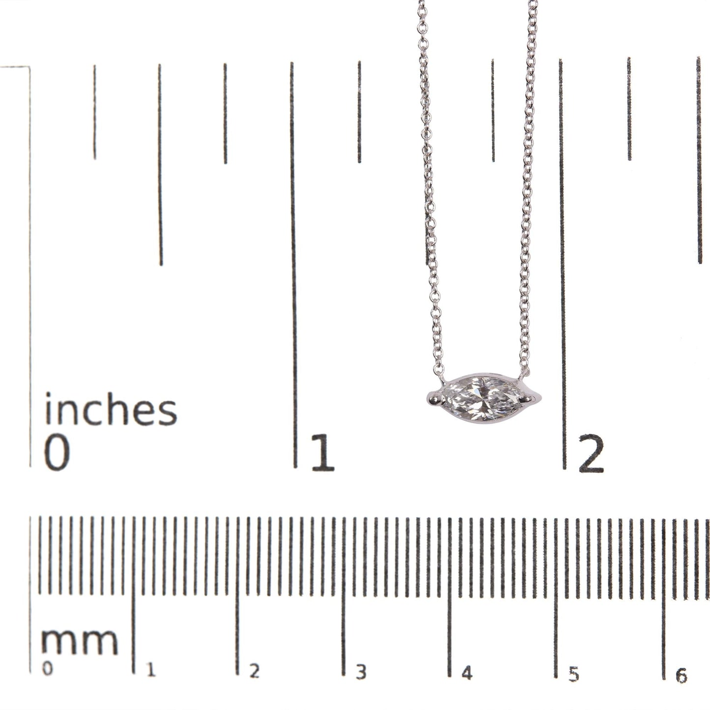 14K White Gold 1/2 Cttw Marquise Lab-Grown Diamond East West Solitaire 18" Pendant Necklace (F-G Color, VS2-SI1 Clarity)