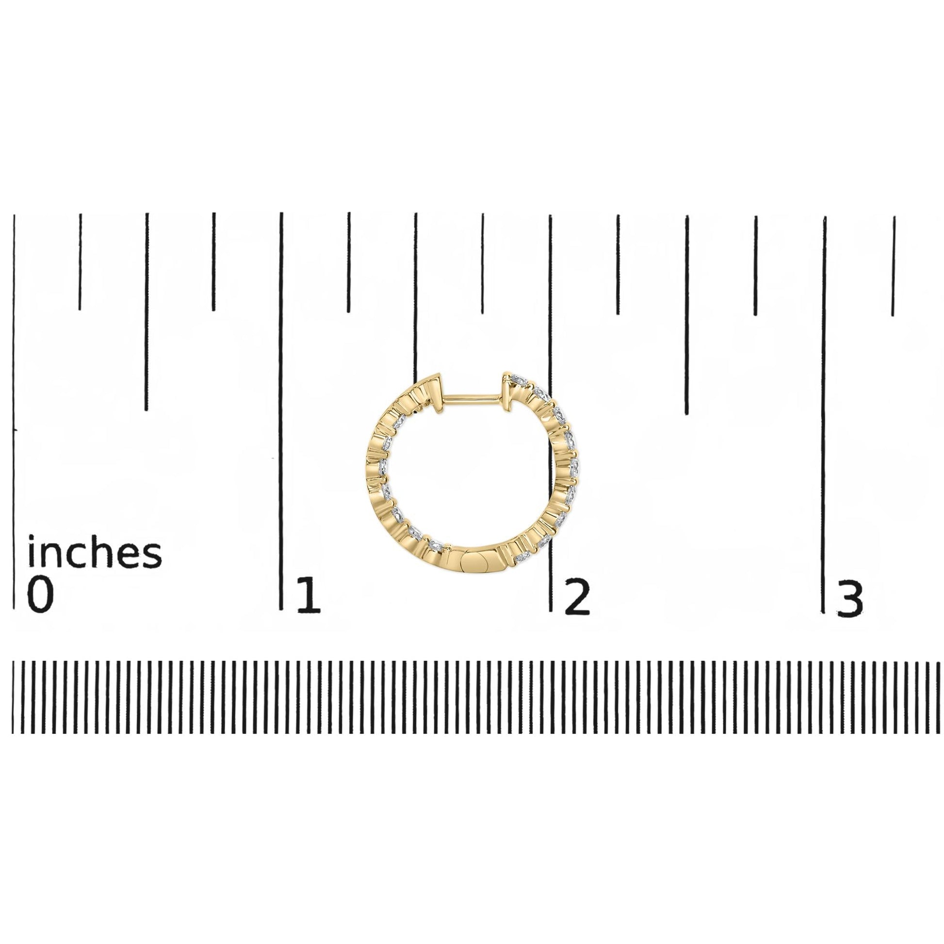 14K Gold Shared Prong Set Diamond Inside Out Hoop Earrings (G-H Color SI2-I1