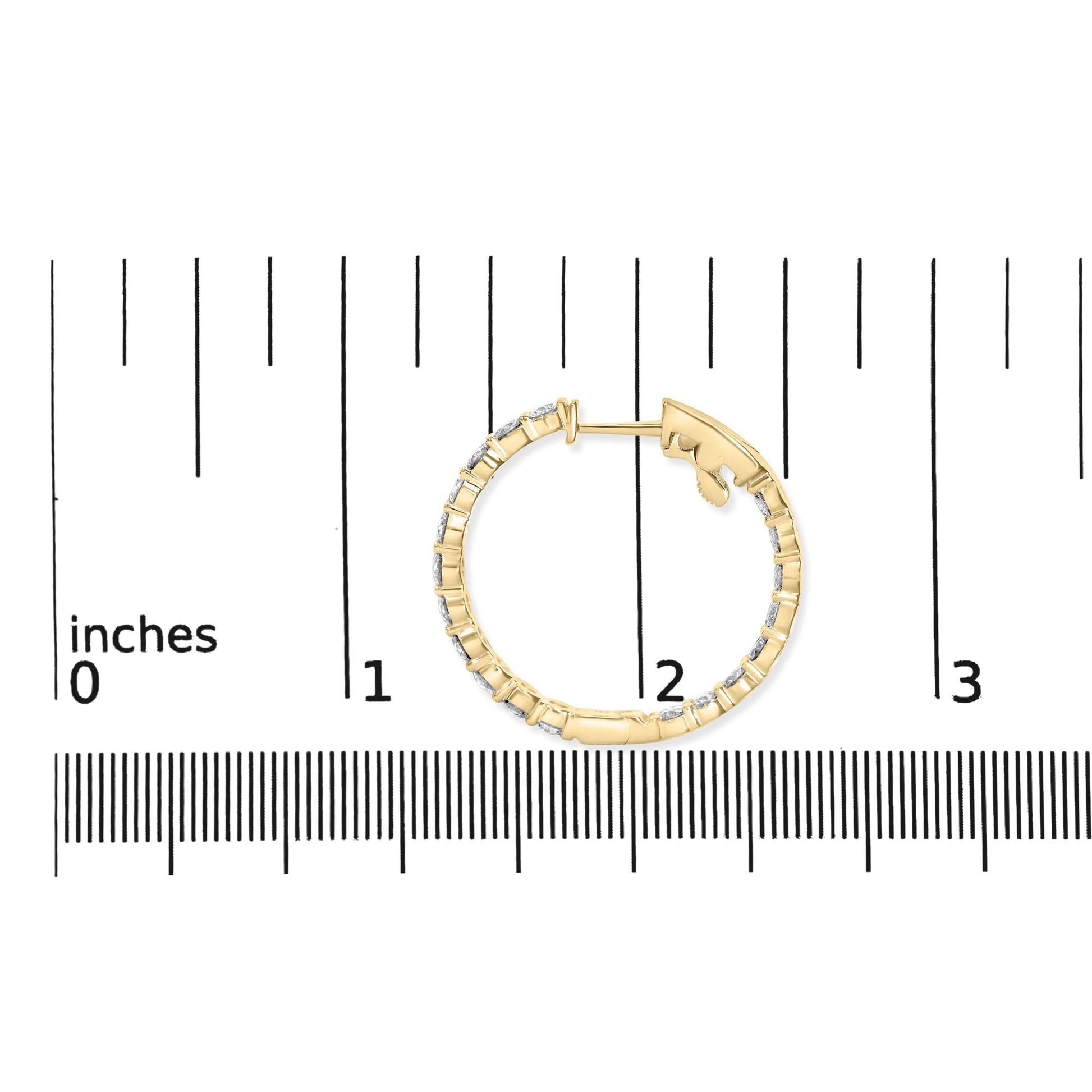 14K Gold Shared Prong Set Diamond Inside Out Hoop Earrings (G-H Color SI2-I1