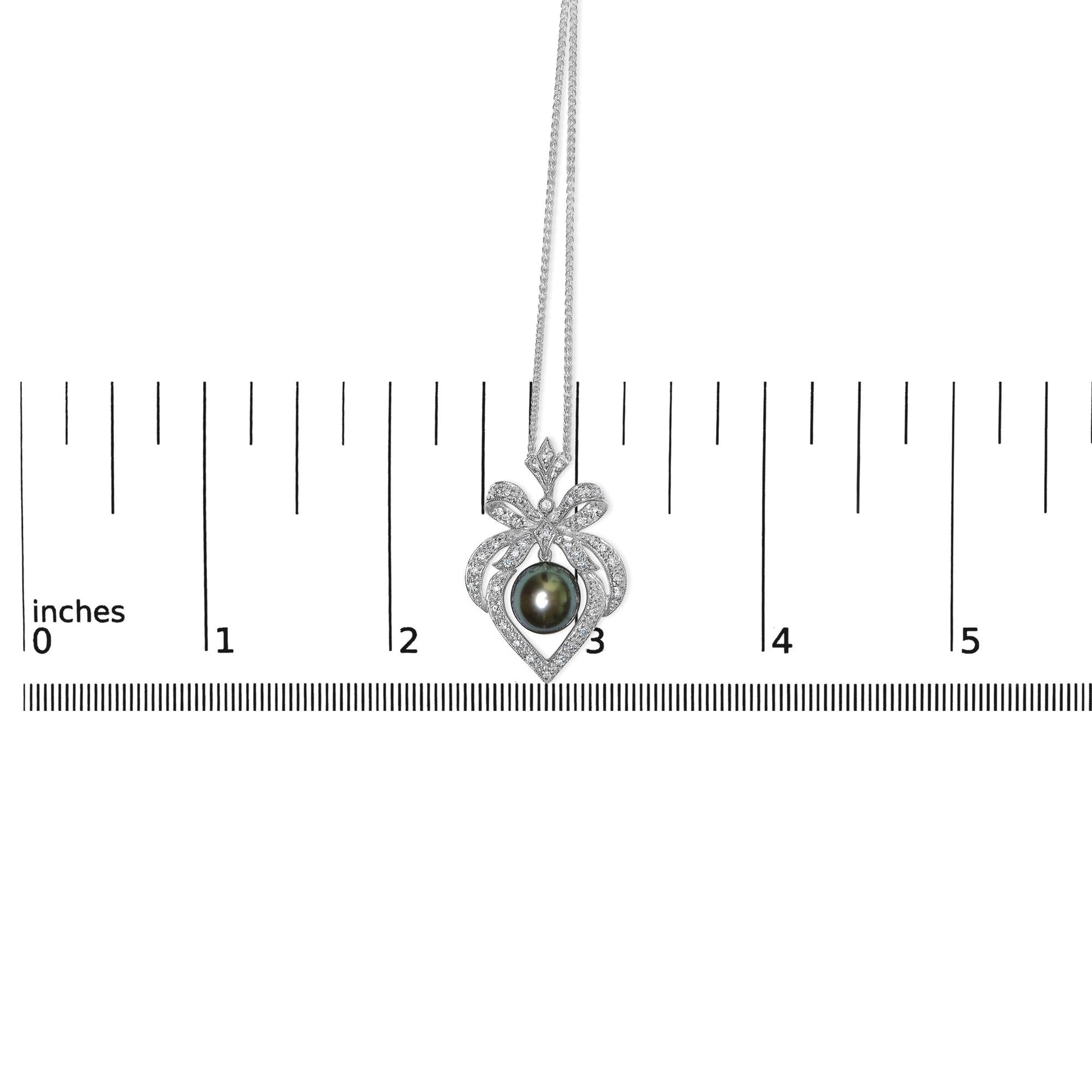 18K 3/4 Cttw Diamond and 12.5 MM Cultured Black Tahitian Pearl Heart Pendant