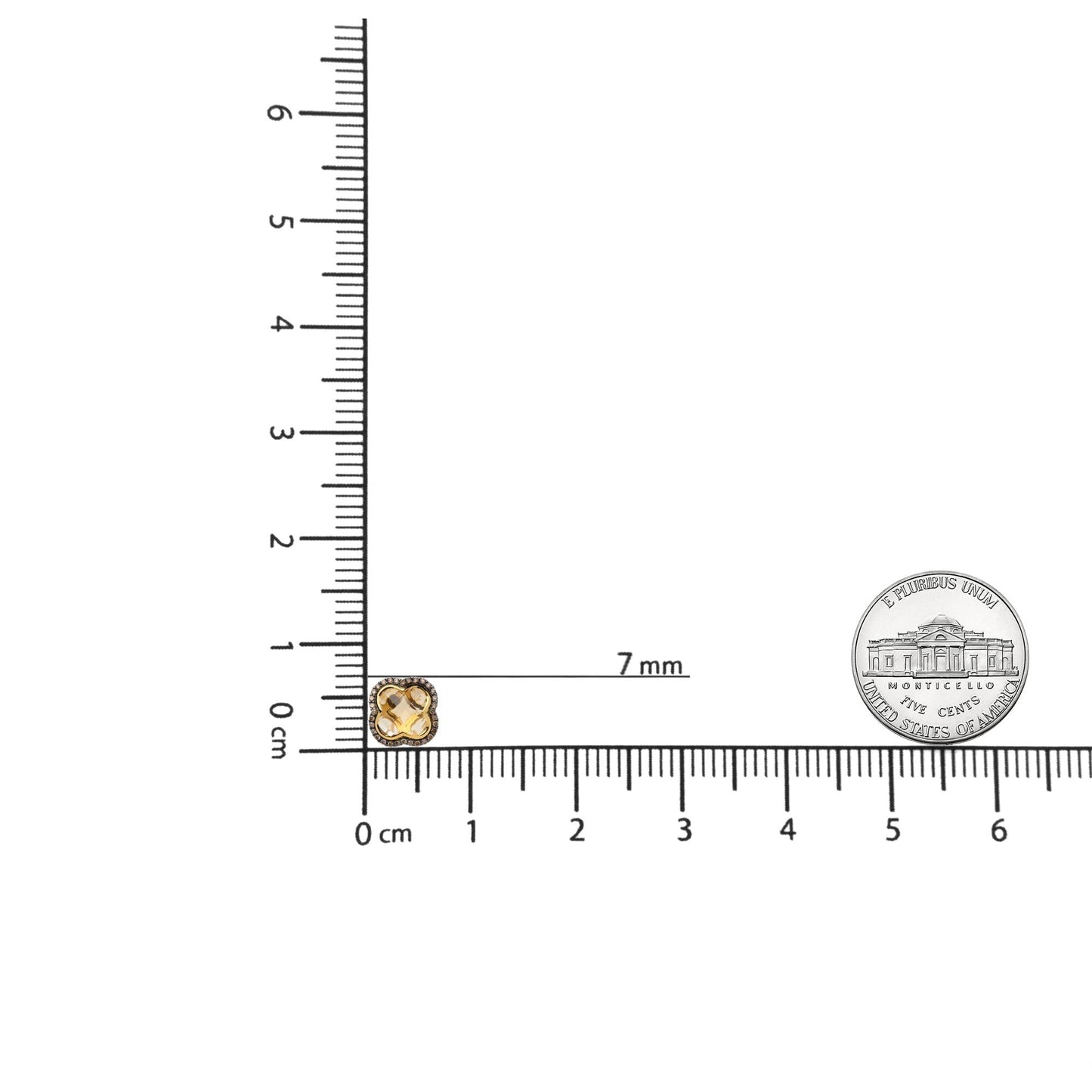 18K Yellow Gold 1/2 Cttw Brown Diamond and 11x11mm Clover-Cut Yellow Citrine