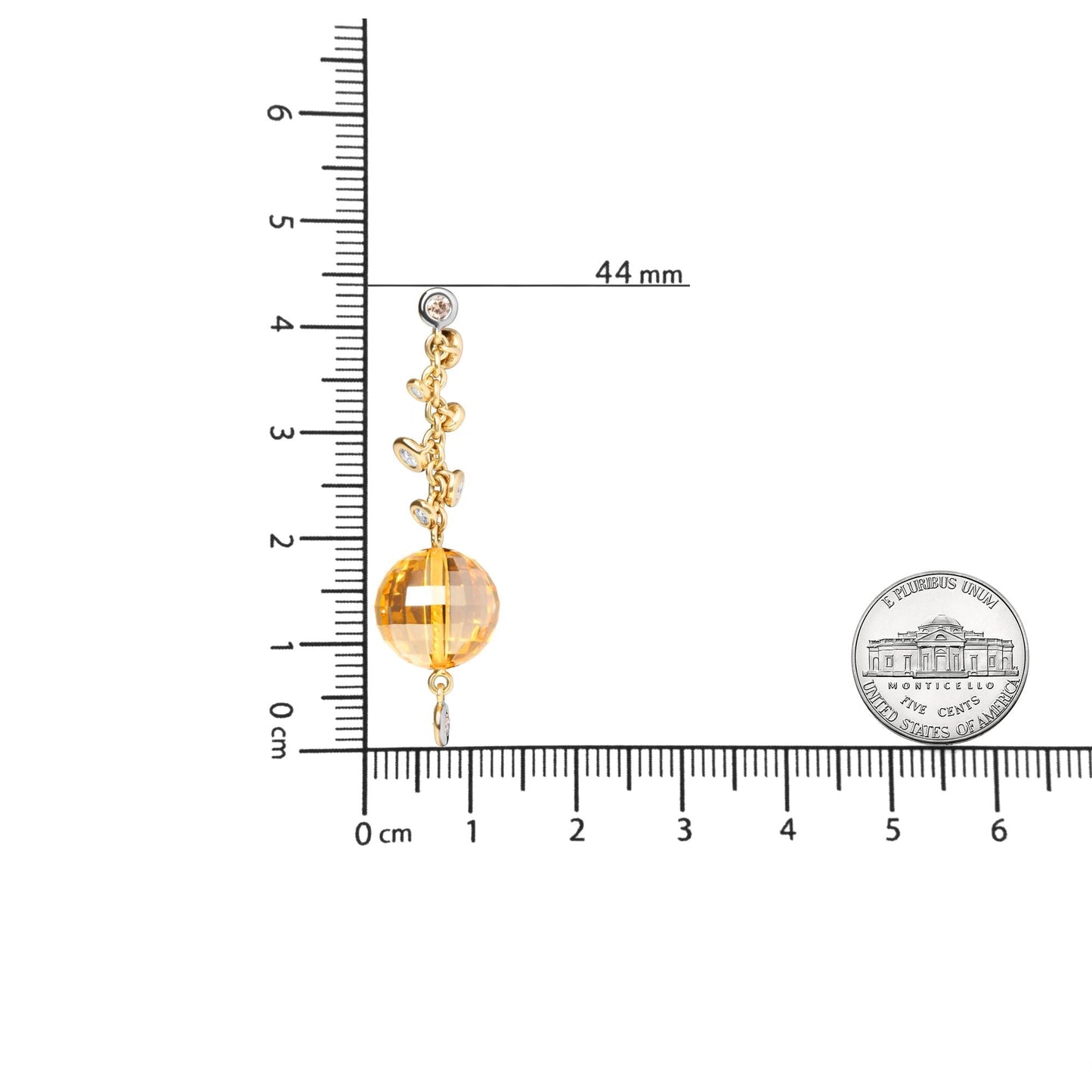 18K Yellow Gold 2/3 Cttw Round Bezel Diamond and 25mm Ball Shaped Yellow