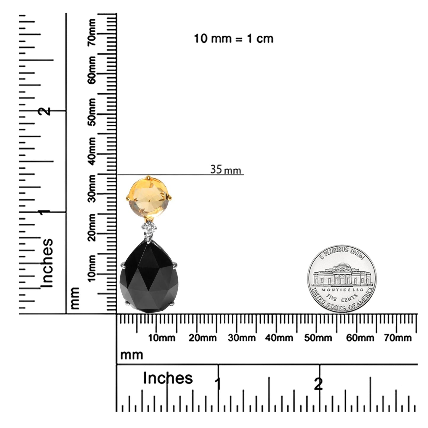 18K White and Yellow Gold Diamond Accent and Round Yellow Citrine and Pear Cut