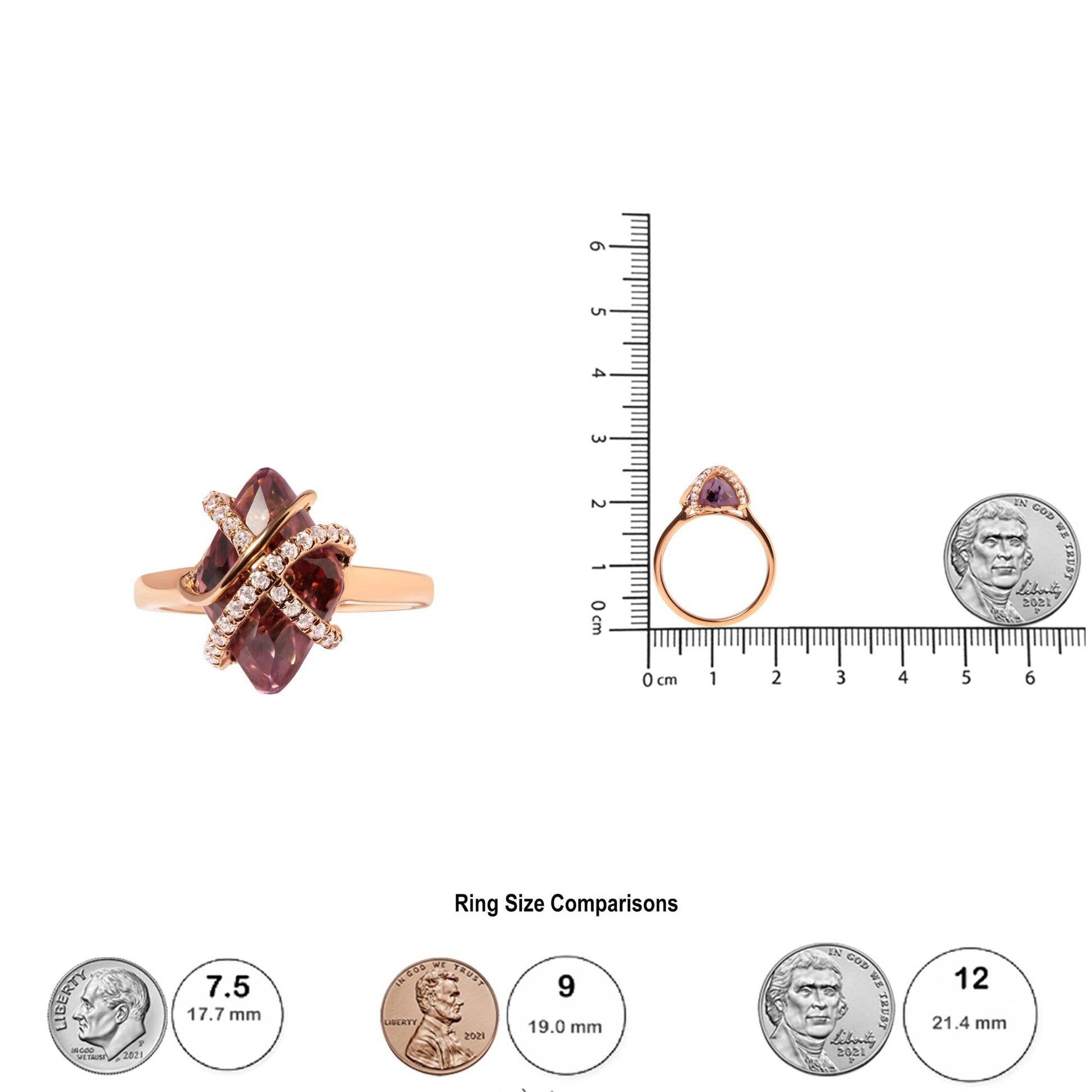 14K Rose Gold 1/5 Cttw Diamond Wrapped 15x15 MM Purple Amethyst Cocktail Ring