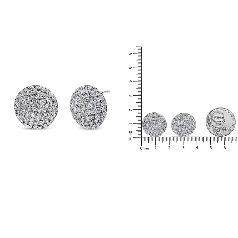 18K White Gold 3 1/2 Cttw Shared Prong Set Diamond Cluster Composite Disc Stud