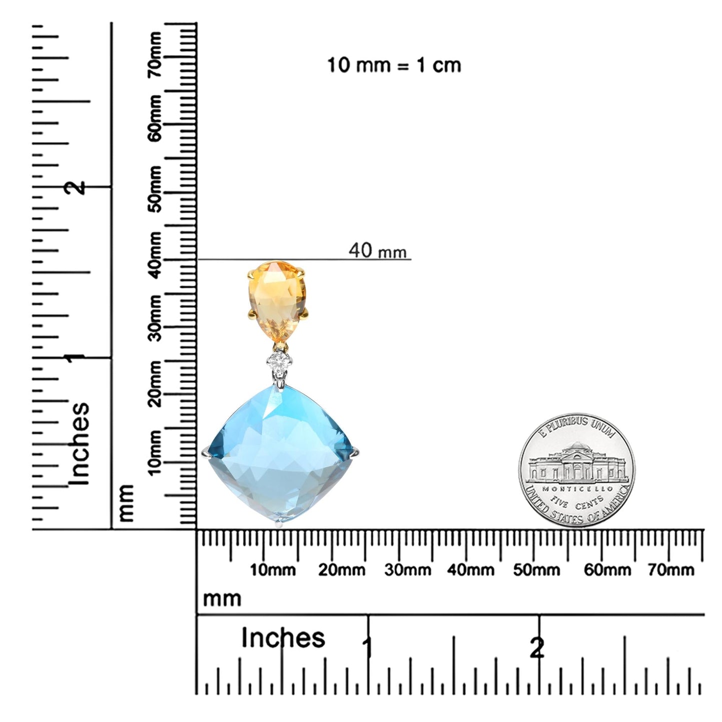 18K White and Yellow Gold Diamond Accent and Yellow Citrine and Sky Blue Topaz