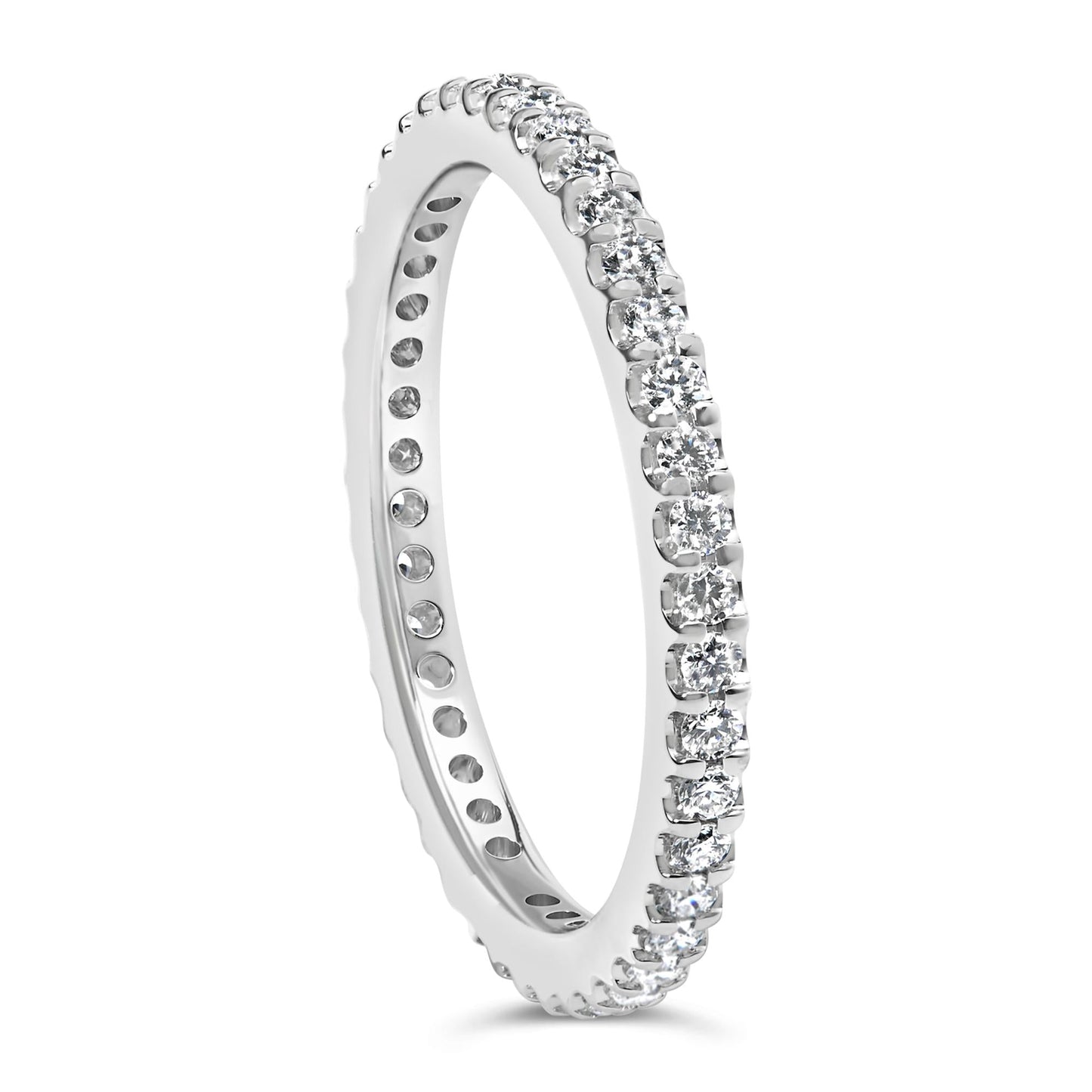 14K White Gold Shared Prong Set Round Diamond Eternity Band Ring (G-H Color, SI1-SI2 Clarity)