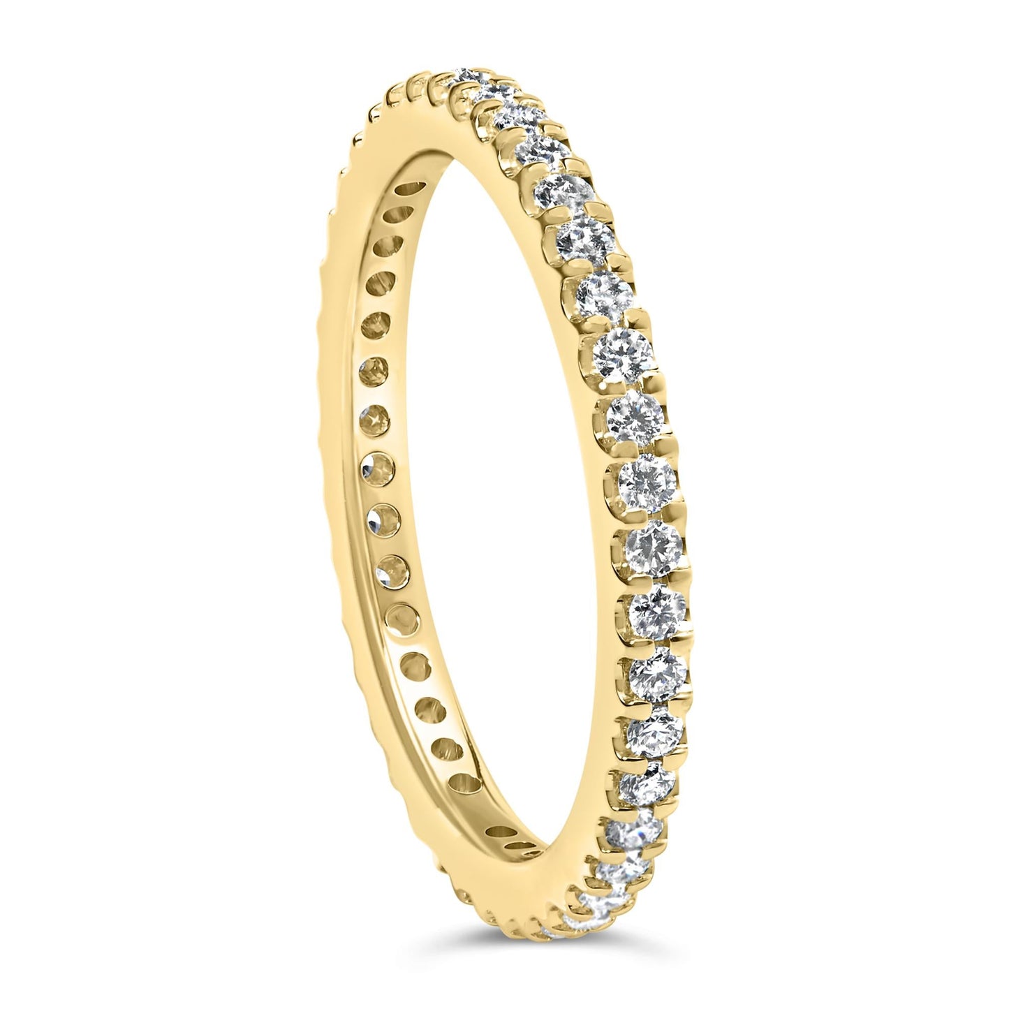 14K Yellow Gold Shared Prong Set Round Diamond Eternity Band Ring (G-H Color, SI1-SI2 Clarity)