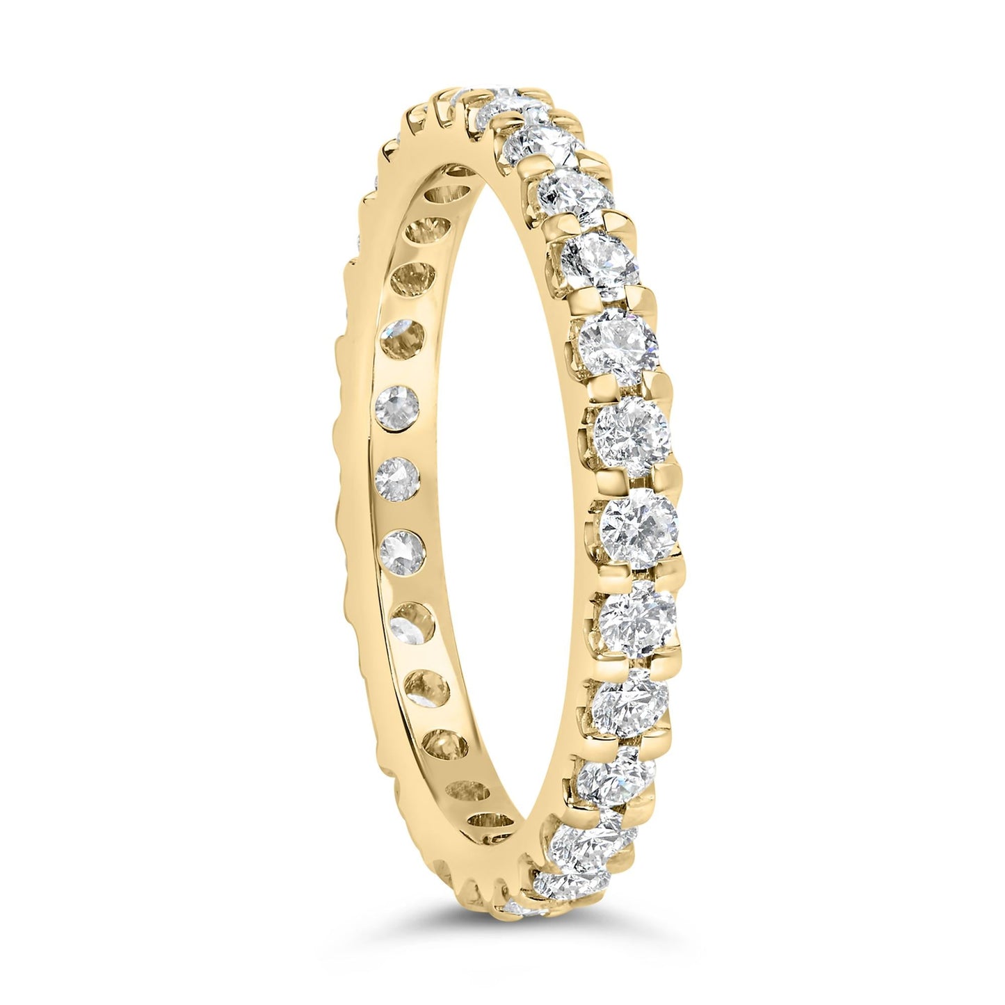 14K Yellow Gold Shared Prong Set Round Diamond Eternity Band Ring (G-H Color, SI1-SI2 Clarity)