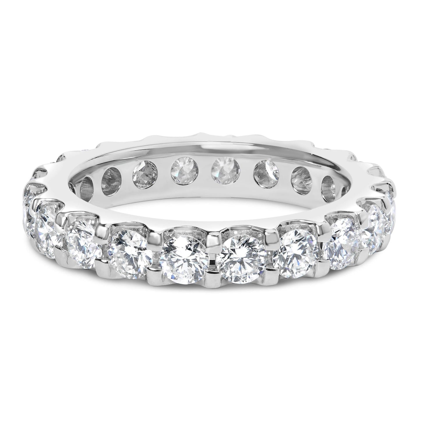 14K White Gold Shared Prong Set Round Diamond Eternity Band Ring (G-H Color, SI1-SI2 Clarity)